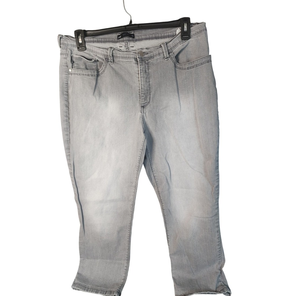 Lee Easy Fit Gray Denim Cropped Jeans Light Wash Stretch Size 16 Medium 3379012